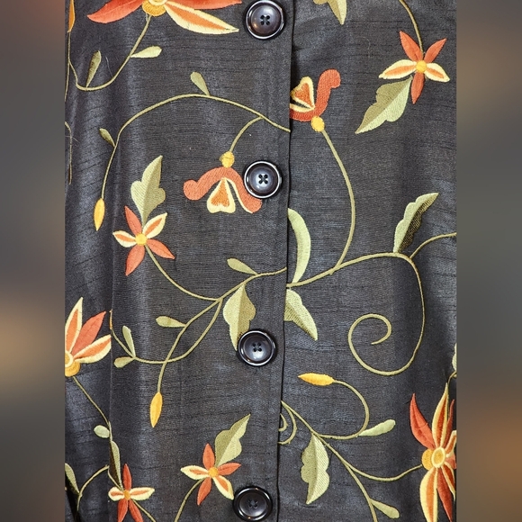 Brownstone Studio Y2K Floral Embroidered Black Button Jacket L - Picture 5 of 7